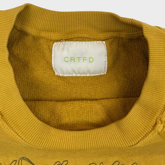 CRTFD Organic Cotton Embroidered Logo Crewneck Sweatshirt in Mustard Size Large - Picture 11 of 12